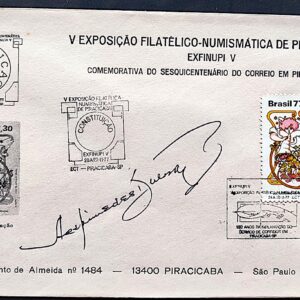 Envelope PVT 1977 Selo Dia de Acao de Graca CBC e CPD SP Piracicaba 1