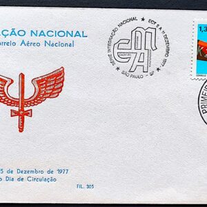 Envelope PVT 1977 Selo Integracao Nacional Aviao Trem Navio CBC e CPD SP