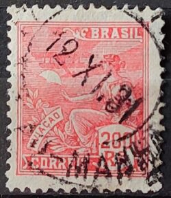 Selo Regular Cod RHM 281 Vovo Aviacao Aviao 200 Reis Filigrana K 1931 Circulado 4