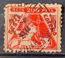 Selo Regular Cod RHM 282 Vovo Fe e Energia 200 Reis Filigrana K Religiao 1933 Circulado 2