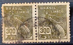 Selo Regular Cod RHM 284 Vovo Mercurio e Globo 300 Reis Filigrana K 1931 Circulado 19