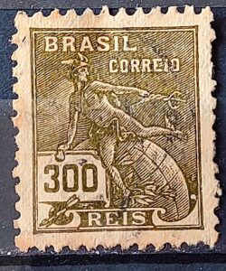 Selo Regular Cod RHM 284 Vovo Mercurio e Globo 300 Reis Filigrana K 1931 Circulado 5