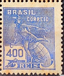Selo Regular Cod RHM 285 Vovo Mercurio e Globo 400 Reis Filigrana K 1931