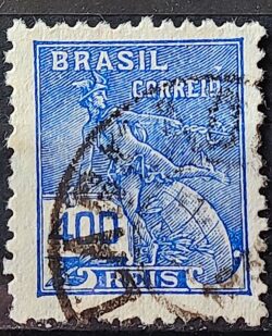 Selo Regular Cod RHM 285 Vovo Mercurio e Globo 400 Reis Filigrana K 1931 Circulado 1