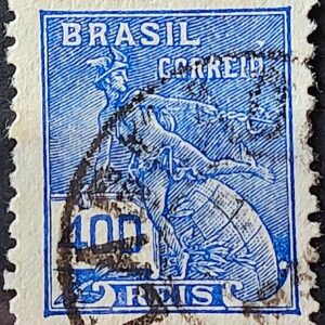 Selo Regular Cod RHM 285 Vovo Mercurio e Globo 400 Reis Filigrana K 1931 Circulado 1