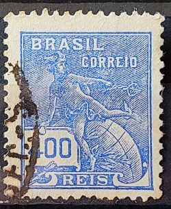 Selo Regular Cod RHM 285 Vovo Mercurio e Globo 400 Reis Filigrana K 1931 Circulado 10