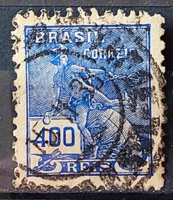 Selo Regular Cod RHM 285 Vovo Mercurio e Globo 400 Reis Filigrana K 1931 Circulado 3