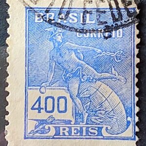 Selo Regular Cod RHM 285 Vovo Mercurio e Globo 400 Reis Filigrana K 1931 Circulado 4