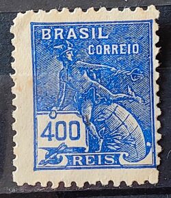 Selo Regular Cod RHM 285 Vovo Mercurio e Globo 400 Reis Filigrana K 1931 Circulado 6