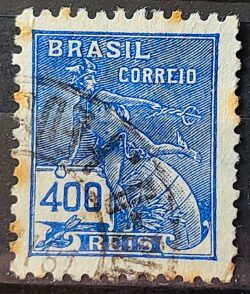 Selo Regular Cod RHM 285 Vovo Mercurio e Globo 400 Reis Filigrana K 1931 Circulado 7