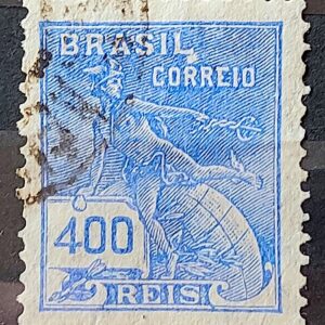 Selo Regular Cod RHM 285 Vovo Mercurio e Globo 400 Reis Filigrana K 1931 Circulado 8