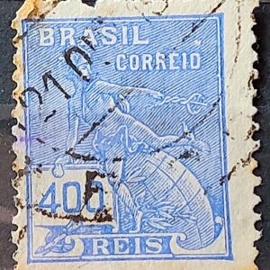 Selo Regular Cod RHM 285 Vovo Mercurio e Globo 400 Reis Filigrana K 1931 Circulado 9