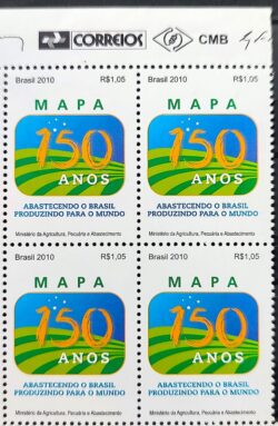 C 3002 Selo MAPA 150 Anos Agricultura 2010 Quadra Vinheta Correios