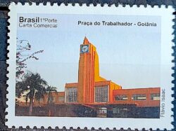 C 3069 Selo Despersonalizado Goias Turismo 2010 Praca do Trabalhador Relogio