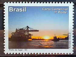 C 3179 Selo Despersonalizado Encantos de Santa Catarina Turismo 2012 Porto de Itajai Por do Sol