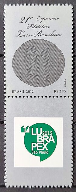 C 3220 Selo Exposicao Filatelica Luso Brasileira Portugal Lubrapex Olho de Boi 2012 Com Vinheta Veritical