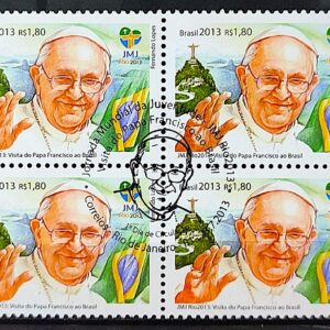 C 3290 Selo Papa Francisco no Brasil Bandeira JMJ Religiao 2013 Quadra CBC RJ 2