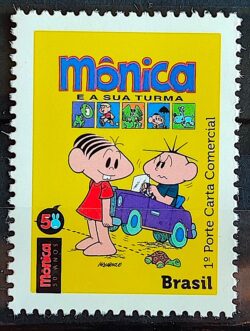 C 3336 Selo Despersonalizado Turma da Monica Desenho Crianca 2014 Carro Elefante Tartaruga Coelho