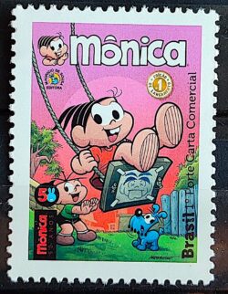 C 3343 Selo Despersonalizado Turma da Monica Desenho Crianca 2014 Balanco Cachorro