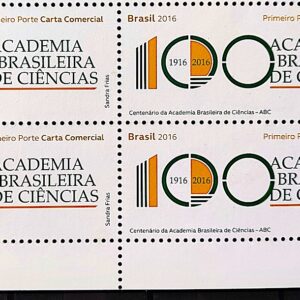 C 3589 Selo Academia Brasileira de Ciencias 2016 Quadra Codigo de Barras