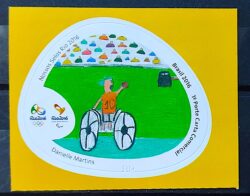 C 3599 Selo Nossos Selos Rio 2016 Olimpiadas Paralimpiadas Cadeira de Rodas Basquete