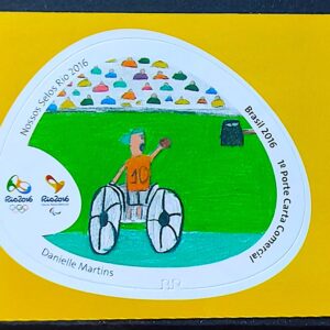 C 3599 Selo Nossos Selos Rio 2016 Olimpiadas Paralimpiadas Cadeira de Rodas Basquete