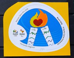 C 3600 Selo Nossos Selos Rio 2016 Olimpiadas Paralimpiadas Tocha Olimpica Coracao