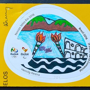 C 3604 Selo Nossos Selos Rio 2016 Olimpiadas Paralimpiadas Tocha Olimpica Arcos da Lapa Pao de Acucar Bondinho Copacabana