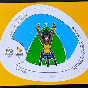 C 3606 Selo Nossos Selos Rio 2016 Olimpiadas Paralimpiadas Cadeira de Rodas Cristo Redentor