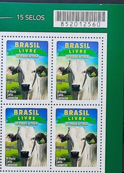 C 3752 Selo Febre Aftosa Gado Boi Vaca Saude Animal 2018 Quadra Codigo de Barras