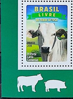C 3752 Selo Febre Aftosa Gado Boi Vaca Saude Animal 2018 Vinheta Boi Porco