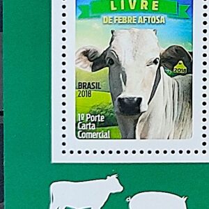 C 3752 Selo Febre Aftosa Gado Boi Vaca Saude Animal 2018 Vinheta Boi Porco