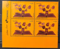 C 3753 Selo Homenagem a Biblioteca Postal 2018 Quadra Vinheta Correios