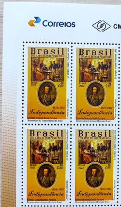 C 4057 Selo Bicentenario da Independencia Dom Pedro Portugal 2022 Quadra Vinheta Correios