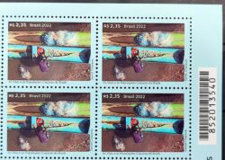 C 4058 Selo As Vilas e as Populacoes Caicaras Barco Navio 2022 Quadra Codigo de Barras