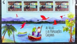 C 4058 Selo As Vilas e as Populacoes Caicaras Barco Navio 2022 Tira Com 4 Vinheta