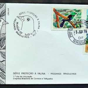 Envelope FDC 150 1978 Fauna Passaros Aves Mapa CBC e CPD DF Brasilia