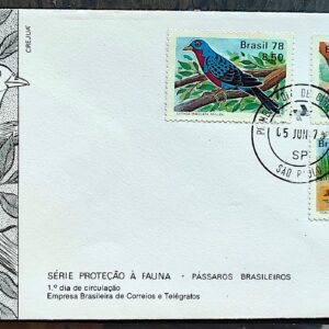 Envelope FDC 150 1978 Fauna Passaros Aves Mapa CPD SP 3