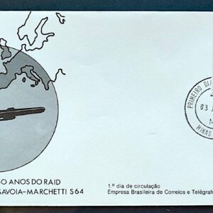 Envelope FDC 154 1978 Aviao Raid Savoia Marchetti Mapa CPD MG