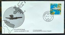 Envelope FDC 154 1978 Aviao Raid Savoia Marchetti Mapa CPD SP 2
