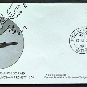 Envelope FDC 154 1978 Aviao Raid Savoia Marchetti Mapa CPD SP 2