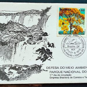 Envelope FDC 162 1978 Parque do Iguacu Meio Ambiente Ipe Cachoeira CBC e CPD DF Brasilia
