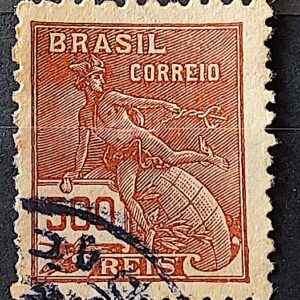 Selo Regular Cod RHM 286 Vovo Mercurio e Globo 500 Reis Filigrana K 1931 Circulado 8