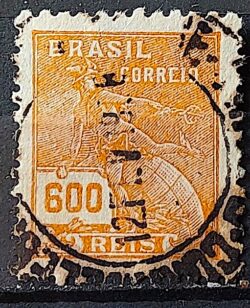 Selo Regular Cod RHM 287 Vovo Mercurio e Globo 600 Reis Filigrana K 1931 Circulado 10