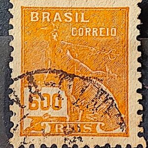 Selo Regular Cod RHM 287 Vovo Mercurio e Globo 600 Reis Filigrana K 1931 Circulado 17