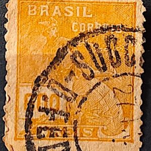 Selo Regular Cod RHM 287 Vovo Mercurio e Globo 600 Reis Filigrana K 1931 Circulado 9