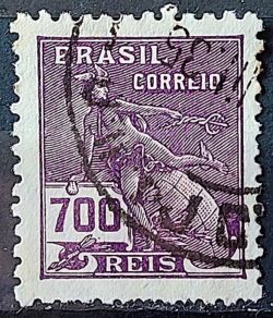 Selo Regular Cod RHM 288 Vovo Mercurio e Globo 700 Reis Filigrana K 1931 Circulado 1