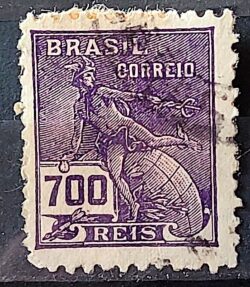 Selo Regular Cod RHM 288 Vovo Mercurio e Globo 700 Reis Filigrana K 1931 Circulado 10