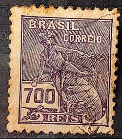 Selo Regular Cod RHM 288 Vovo Mercurio e Globo 700 Reis Filigrana K 1931 Circulado 11