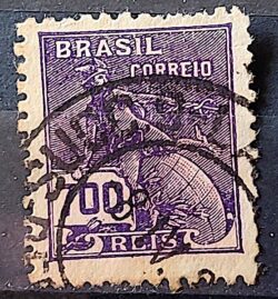 Selo Regular Cod RHM 288 Vovo Mercurio e Globo 700 Reis Filigrana K 1931 Circulado 13